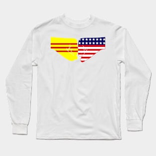 South Vietnam & USA Fist Bump Patriot Flag Series Long Sleeve T-Shirt